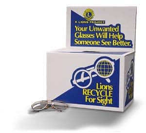 Picture of a Lions Club eyeglass recycling box